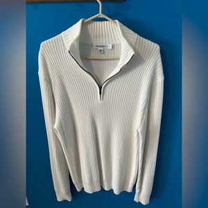 Calvin Klein off white mens half zip sweater